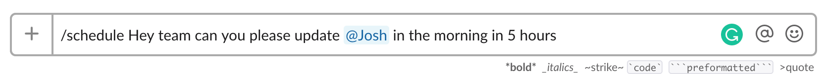 slack message scheduler /schedule command screenshot