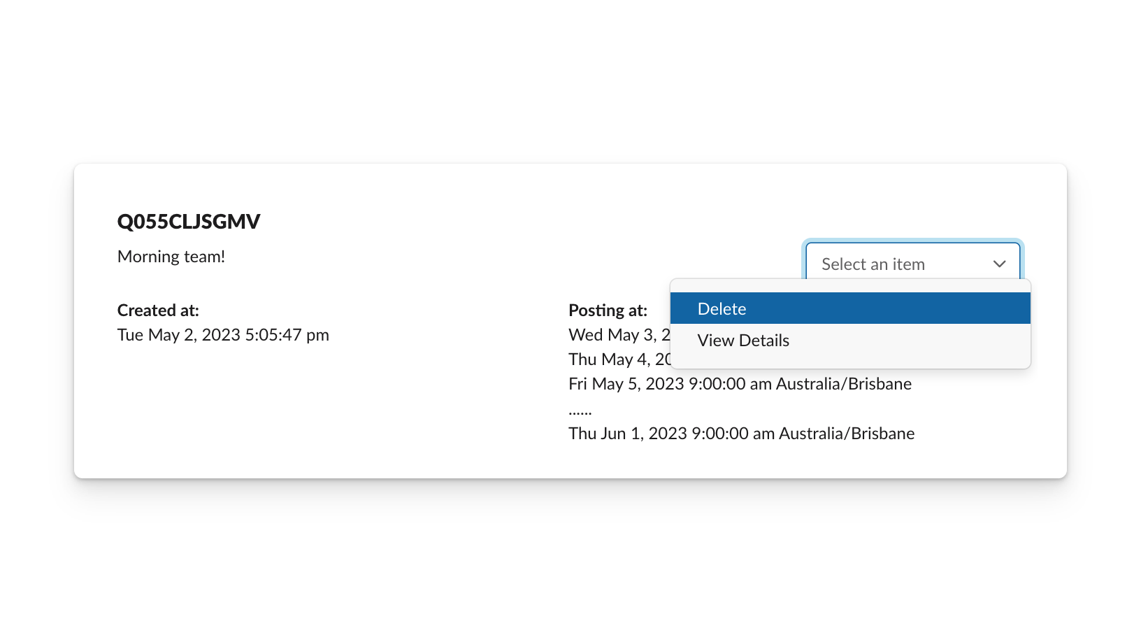 deleting scheduled slack messages using the dashboard