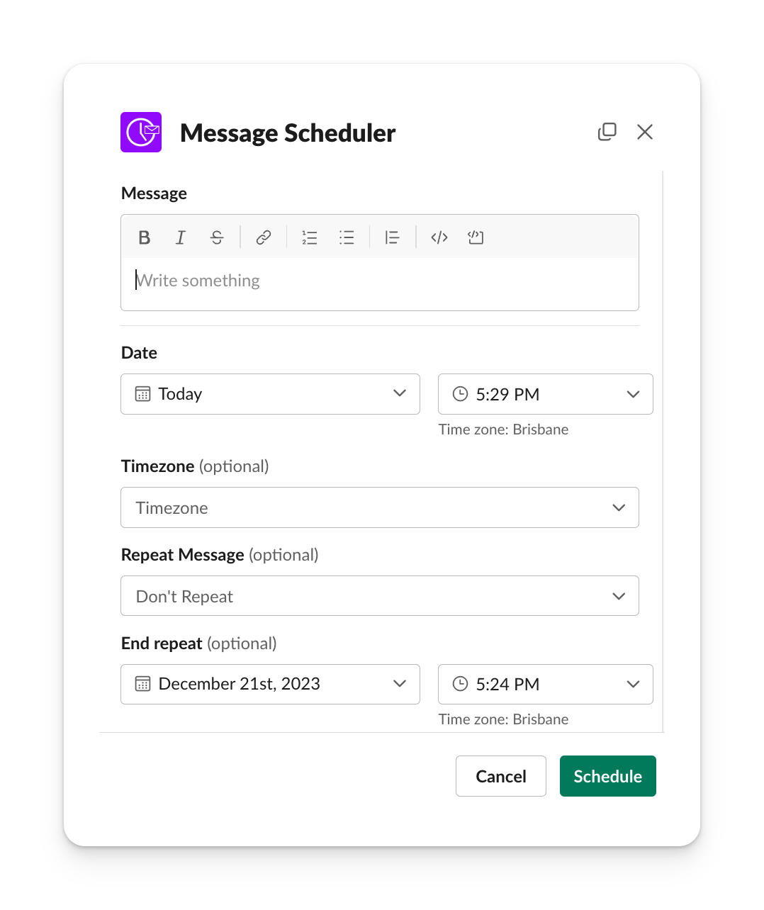 slack advanced message scheduler